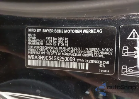2016 BMW 428I xDrive from USA, damaged, VIN WBA3N9C54GK250069
